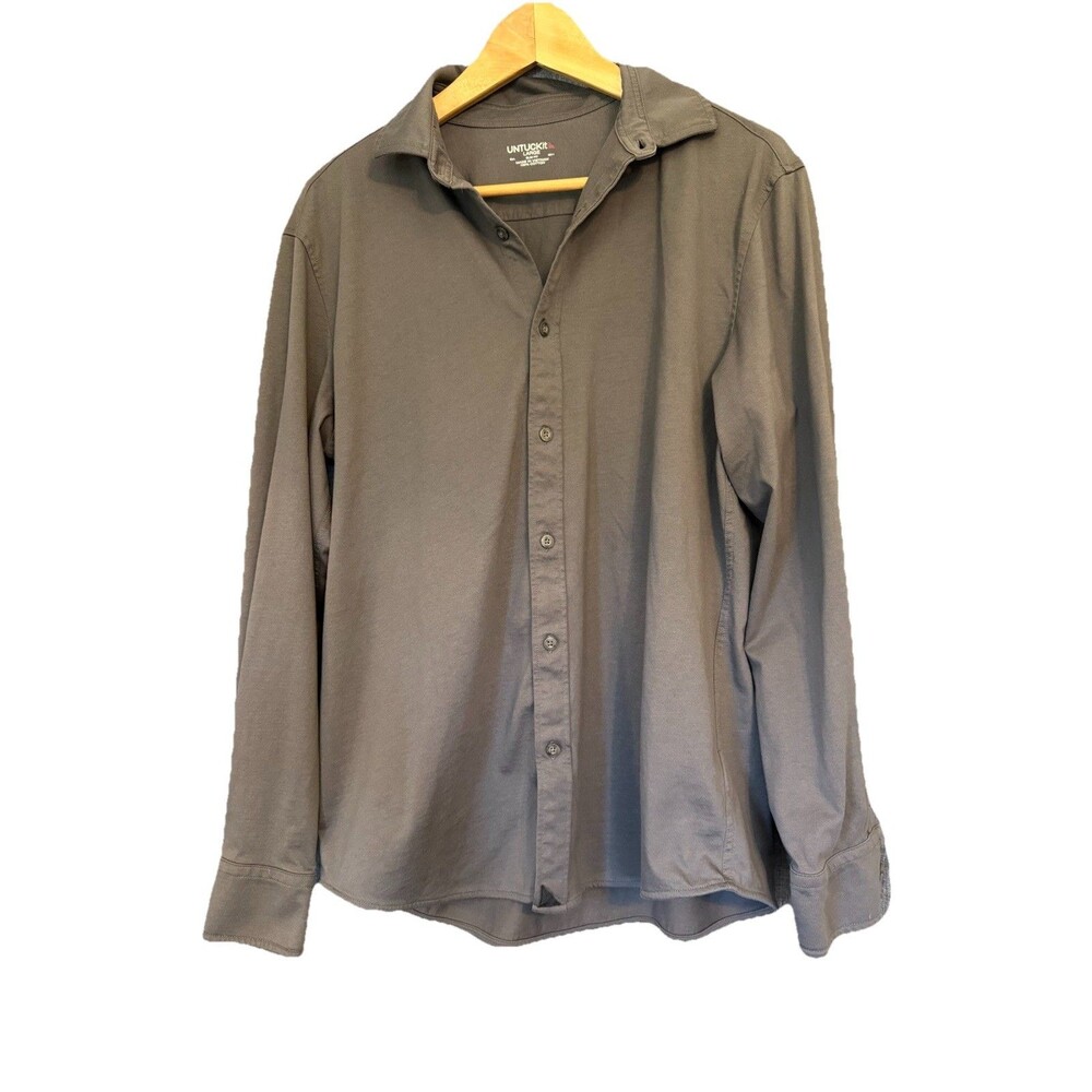 UNTUCKit Huber Shirt Mens Large Grey Button Up Long Sleeve Casual Cotton EUC